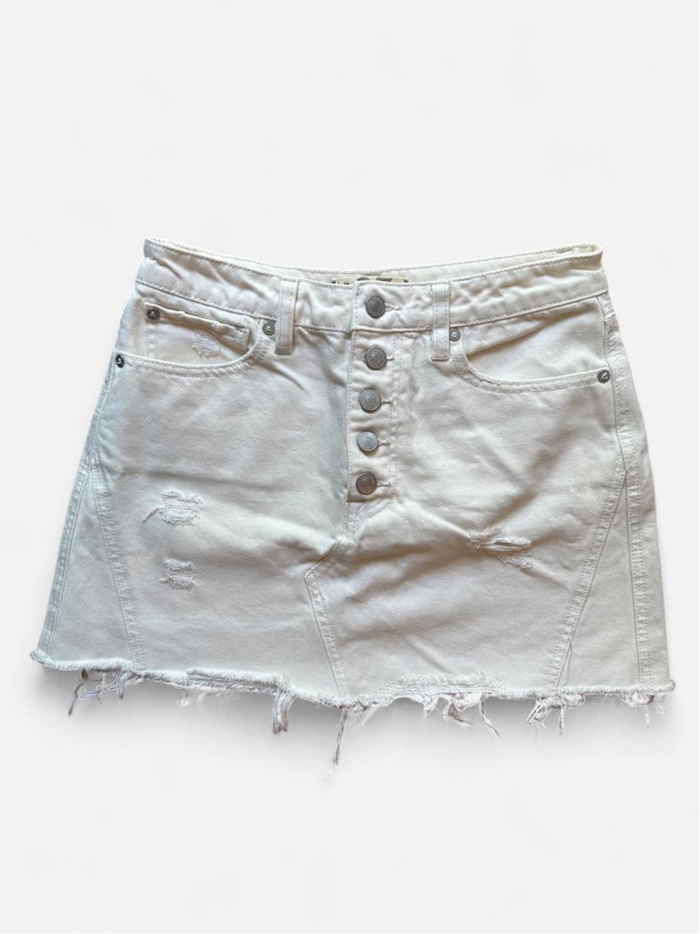 We The Free White Button-Front Denim Skirt